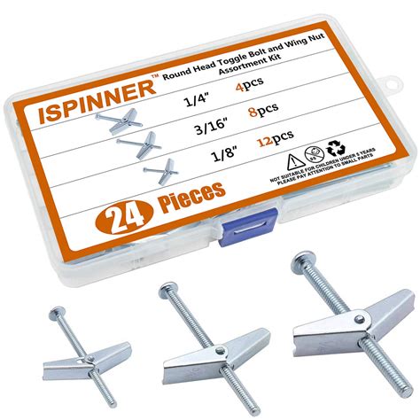 ISPINNER 24pcs Toggle Bolt and Wing Nut 